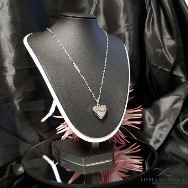 Gedenkanhänger, befüllbarer Ascheschmuck Halskette mit Herzanhänger Mini Herz Urne mit Wunsch Gravur
