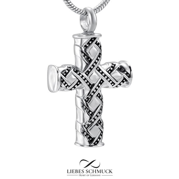 Gedenkanhänger, Halskette mit Asche Anhänger, befüllbar Ascheschmuck - Urnen Kette Kreuz Mit Gravur