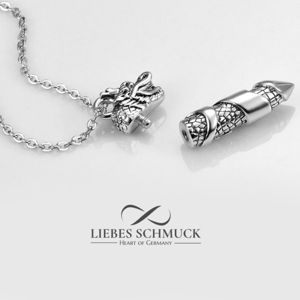 Gedenkanhänger Halskette mit Asche Anhänger Drache - Dragon Ascheschmuck  Andenken