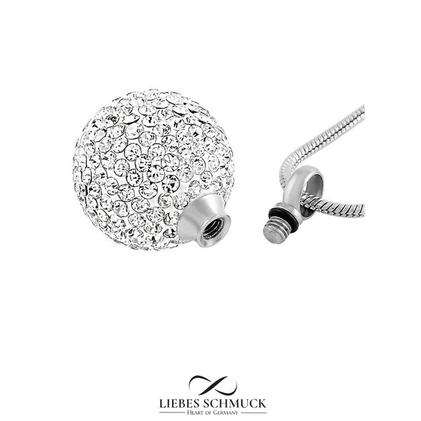 Ascheschmuck Halskette befüllbarer Anhänger Mini Urne für Asche Andenken Funkelnde Kristall Kugel