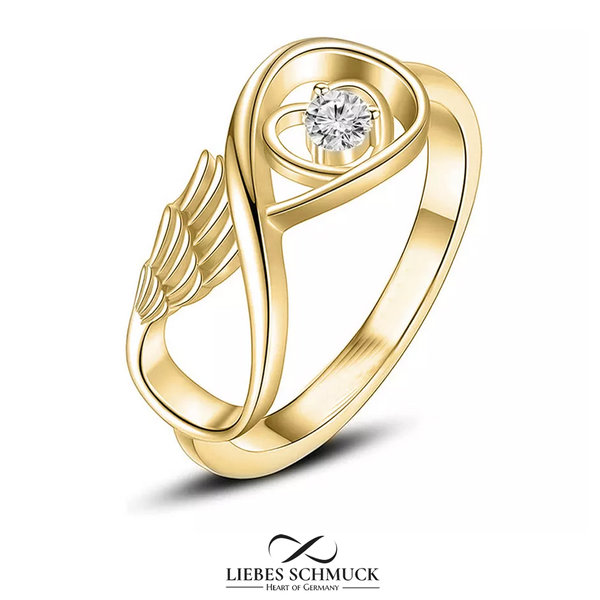 Ascheschmuck Urnenring Aschering Infinity Flügel Ring zum Asche befüllen Edelstahl Gold Mit Gravur