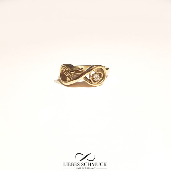Ascheschmuck Urnenring Aschering Infinity Flügel Ring zum Asche befüllen Edelstahl Gold Mit Gravur