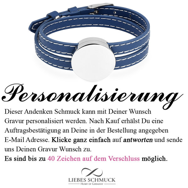 Ascheschmuck Urnen Armband Medaillon Zum Befüllen Asche Haare Leder Blau Edelstahl Silber Mit Gravur