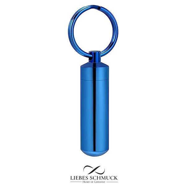 Ascheschmuck Schlüsselanhänger Befüllen Anhänger Glas Einsatz Mini Urne Edelstahl Blau Mit Gravur